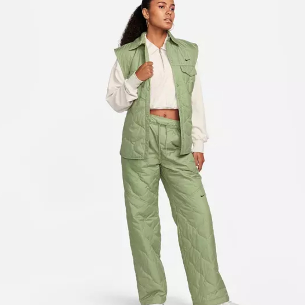 Nike Olive Wide Leg Quilted Pants - Never Worn